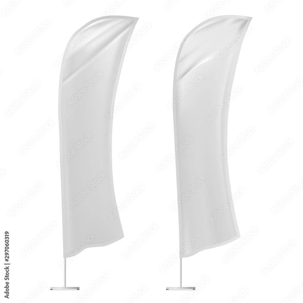 Feather flag banner mockup. Advertising promotion stand blank for ...