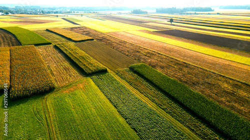 Colorful Farmland and Scenic Countryside. Aerial Drone view © marcin jucha