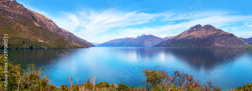 Picturesque panoramic view of Lake Wakatipu  New Zealand