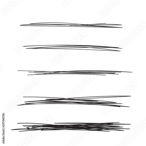 Vector set of hand drawn underline. Black scribble brush strokes collection. Felt tip brush smears stripe.