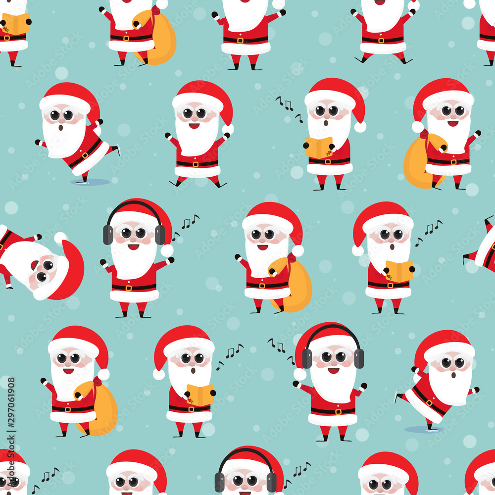cute funny Santa Claus seamless pattern