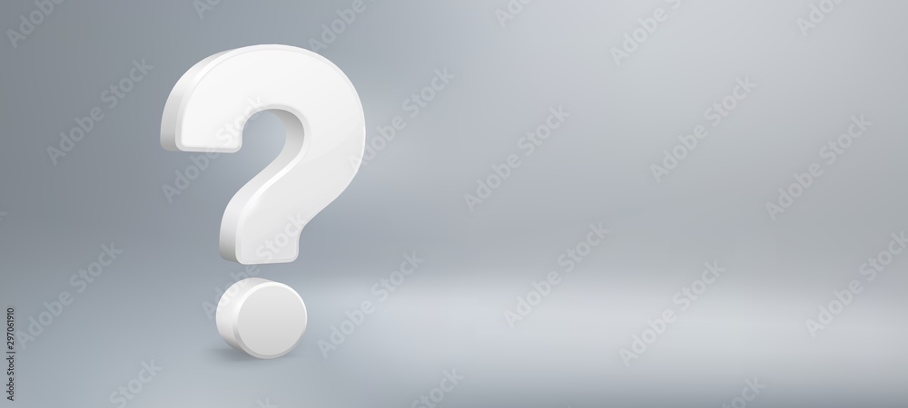 Realistic 3D question mark. Have a question, FAQ and QA. Questions sign, question answer poster or problem solution vector background illustration Realistic 3D question mark. Have a question, FAQ and QA. Questions sign, question answer poster or problem solution vector background illustration