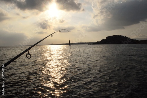 Fishing. seside, nature, sunset, cyprus
