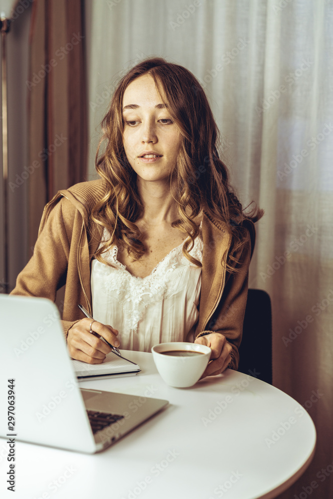 Happy woman working from home Happy woman working from home