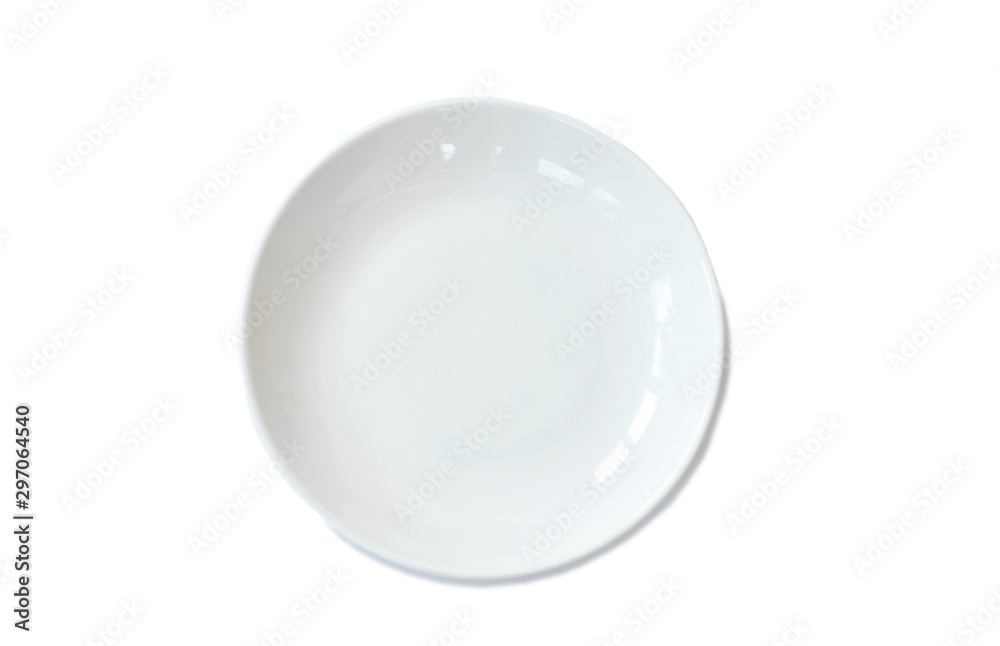 top view of ceramic dish arranging on white background top view of ceramic dish arranging on white background