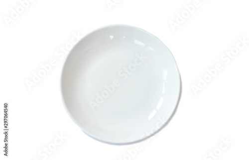 top view of ceramic dish arranging on white background