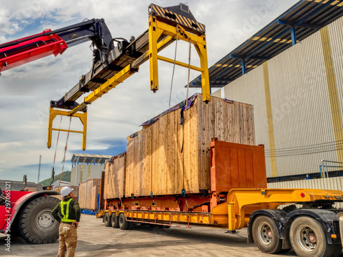 The over high cargo to lifting with the special equipment and control by foreman in yard.