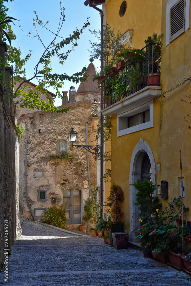 Fototapeta premium Maranola, Italy, 10/19/2019. Tourist trip in an ancient medieval town