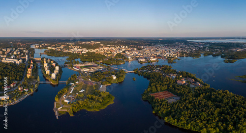 Aerial view of the Oulu city in Finland photo