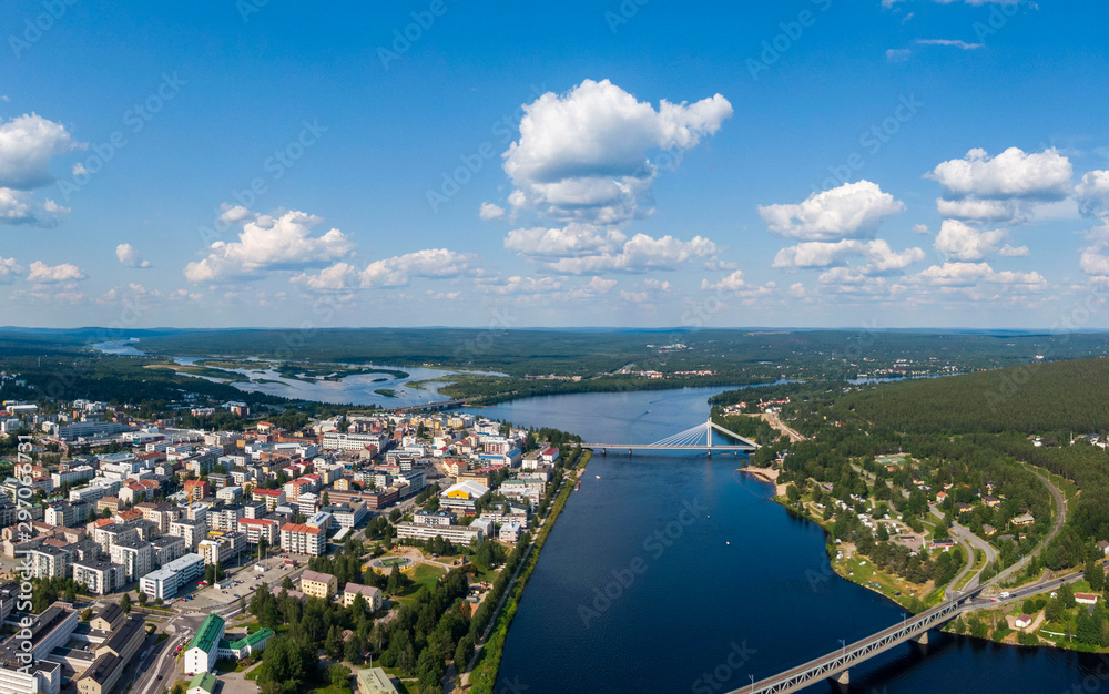 Fototapeta premium Aerial view of Rovaniemi city in northern Finland