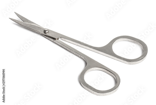 Close-up of manicure scissors, isolated on white background