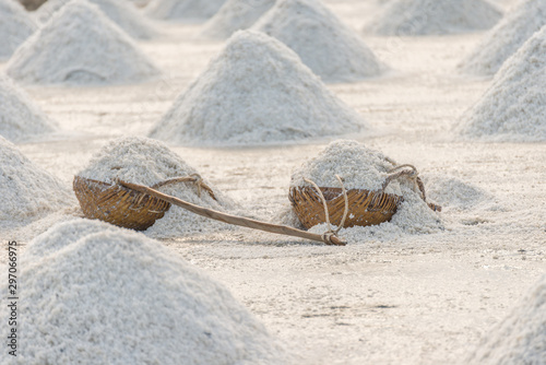 salt farm at Samut Songkhram province in thailand