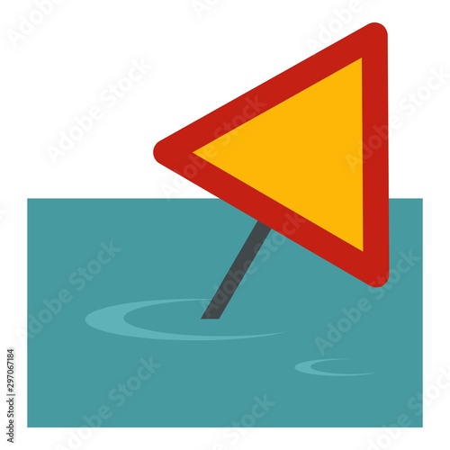 Sign road flood icon. Flat illustration of sign road flood vector icon for web design