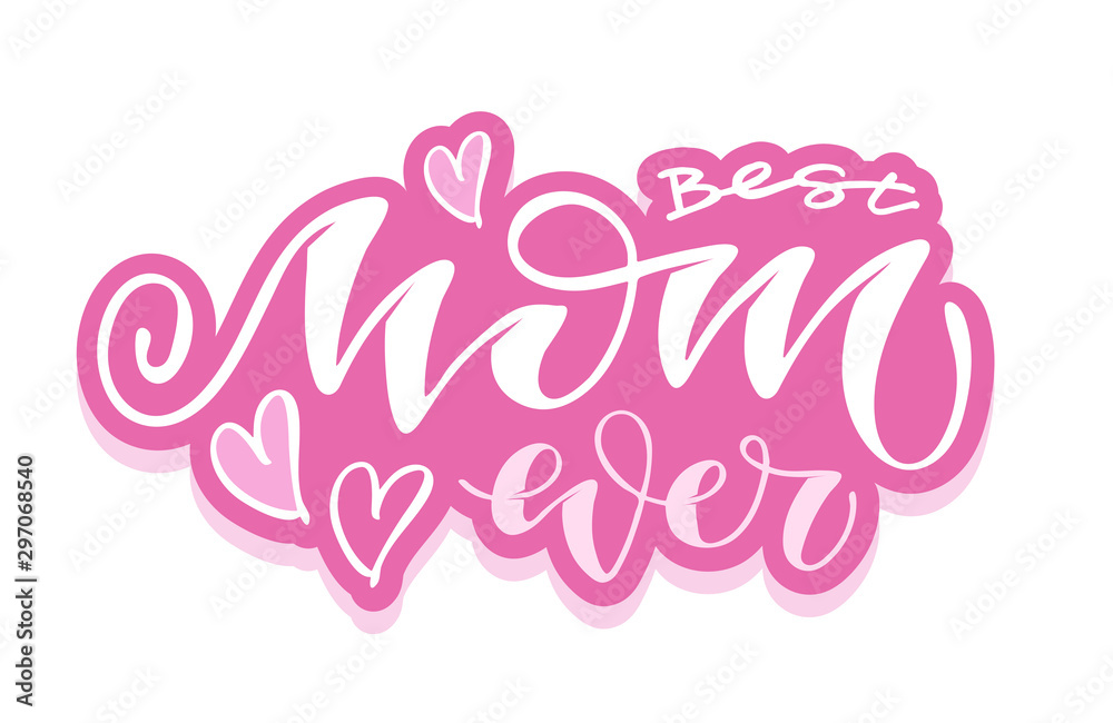 Best Mom ever - cute hand drawn doodle lettering postcard