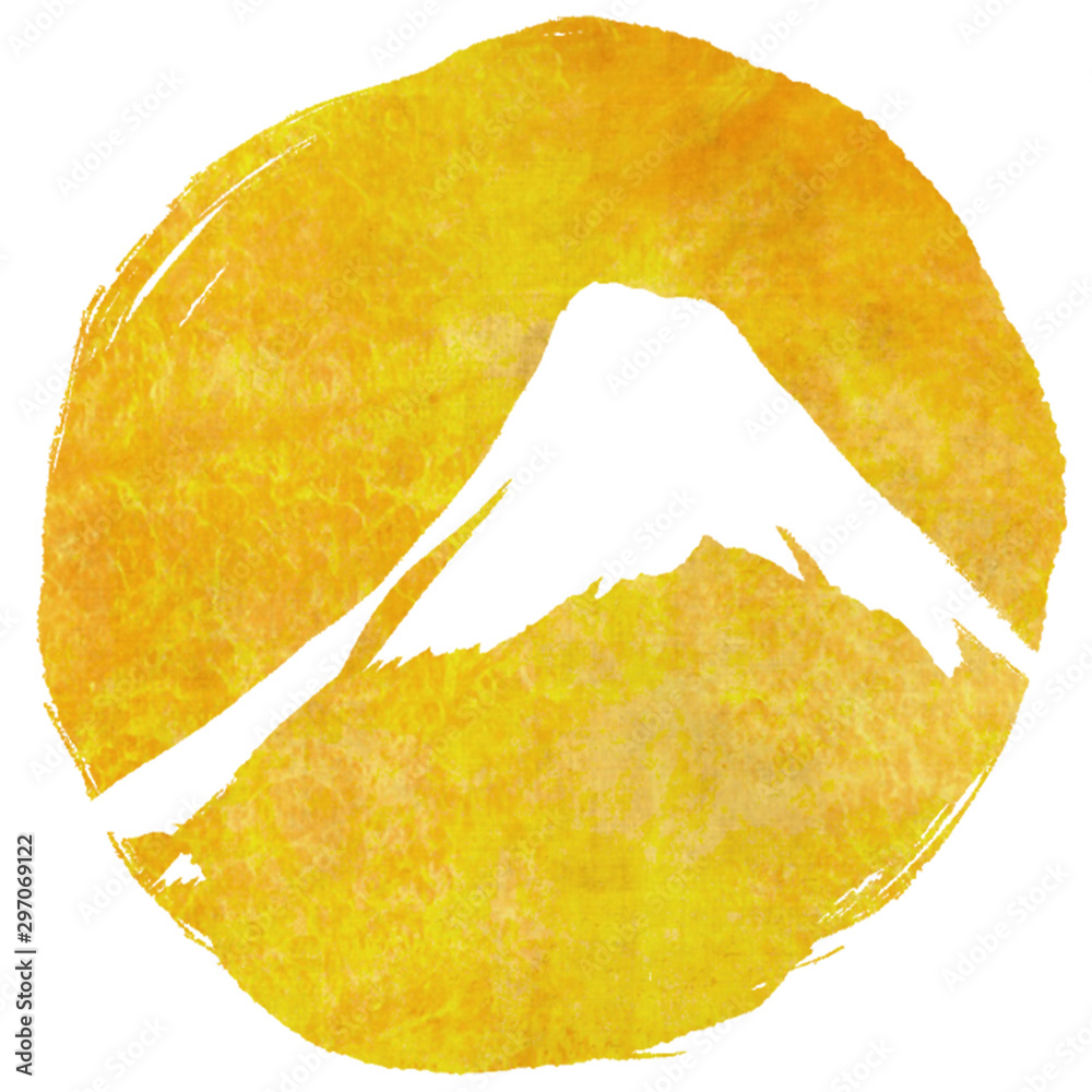 金色の富士山 イラスト 筆描き 丸 Ilustracion De Stock Adobe Stock