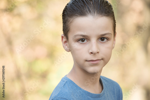 handsome boy  portrait outdoor with natural autumn background