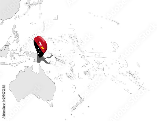 Photo Location Map of  Papua New Guinea on map Oceania and Australia