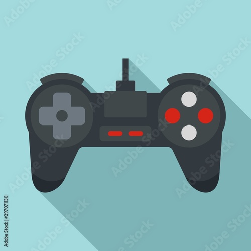 Black game joystick icon. Flat illustration of black game joystick vector icon for web design