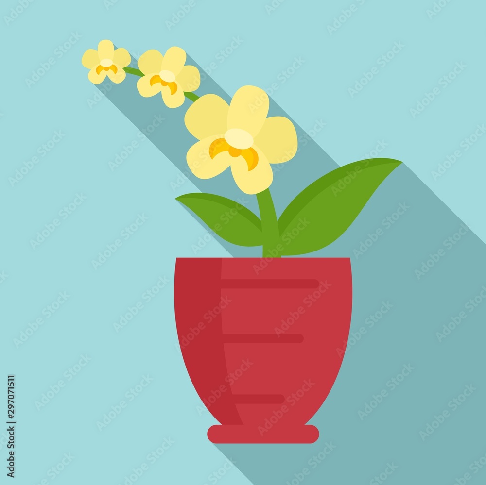 Yellow orchid icon. Flat illustration of yellow orchid vector icon for web design Yellow orchid icon. Flat illustration of yellow orchid vector icon for web design