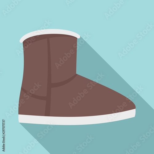 Leather ugg boot icon. Flat illustration of leather ugg boot vector icon for web design