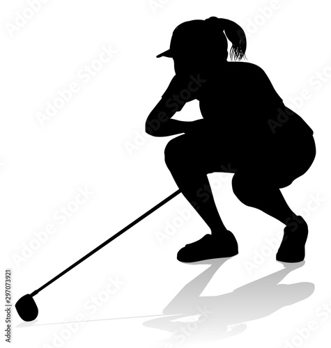 A female golfer sports person playing golf