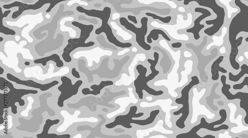 Seamless camouflage for army, hunting and other use. White snow camo texture. Military pattern for fabric print. Vector illustration.
