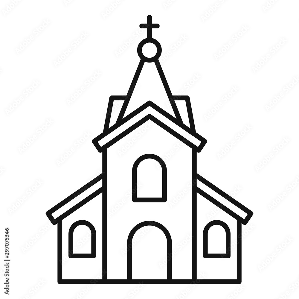 Brick church icon. Outline brick church vector icon for web design isolated on white background