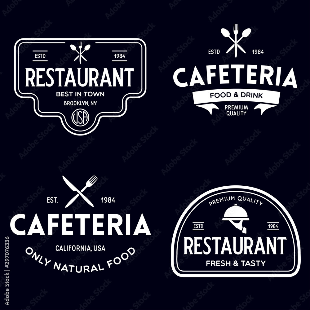 Fototapeta premium Vintage Restaurant Logos Design Templates Set. Vector design elements, Restaurant and Cafe icons.