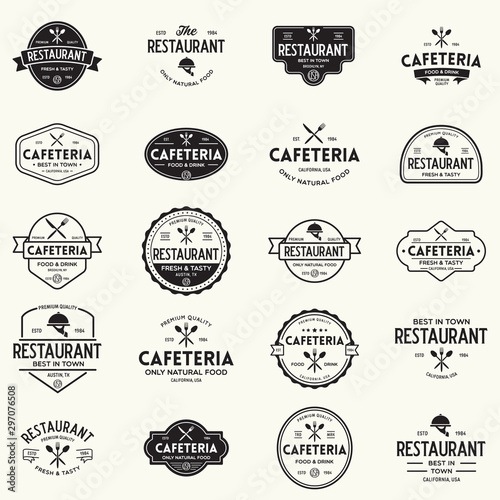 Vintage Restaurant Logos Design Templates Set. Vector design elements, Restaurant and Cafe icons.