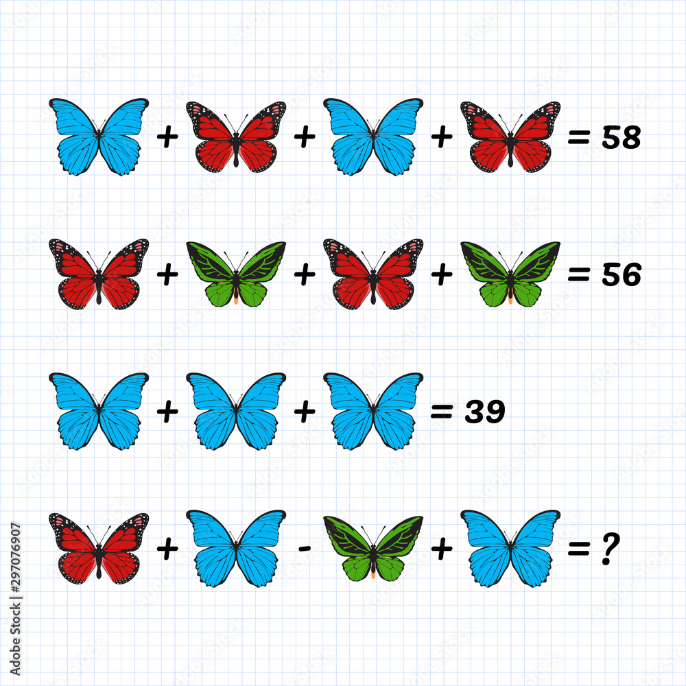 Mathematical Addition Subtraction Puzzle. System of equations. Math ...