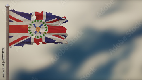 Lieutenant-Governor Of Nova Scotia 3D tattered waving flag illustration on Flagpole.