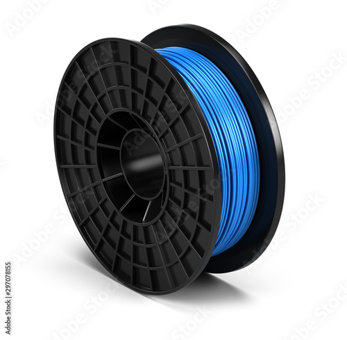 3d printing filament spool isolated on white background. Material for 3d printer. 3d illustration