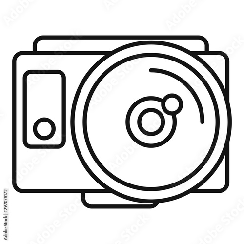 Fish eye action camera icon. Outline fish eye action camera vector icon for web design isolated on white background