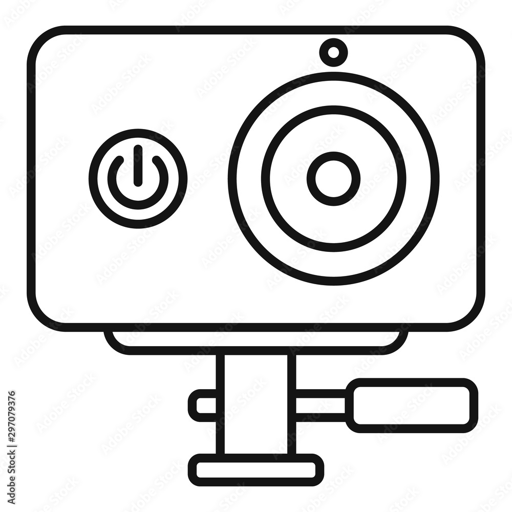 Dynamic action camera icon. Outline dynamic action camera vector icon for web design isolated on white background Dynamic action camera icon. Outline dynamic action camera vector icon for web design isolated on white background