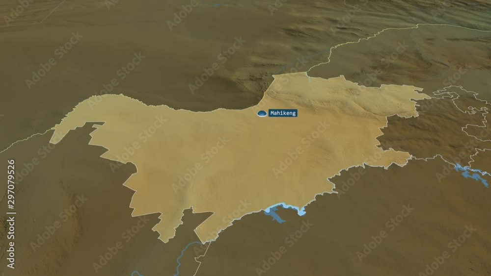 North West - province of South Africa with its capital zoomed on the physical map of the globe. Animation 3D North West - province of South Africa with its capital zoomed on the physical map of the globe. Animation 3D