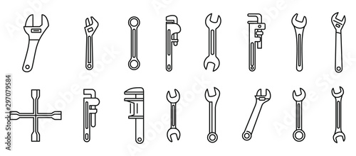 Fotografia Garage wrench icons set