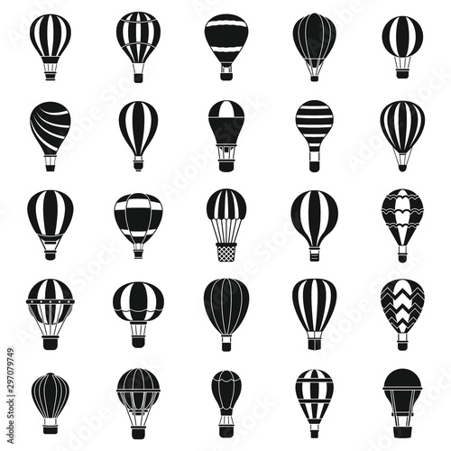 Tableau sur toile Hot air balloon icons set