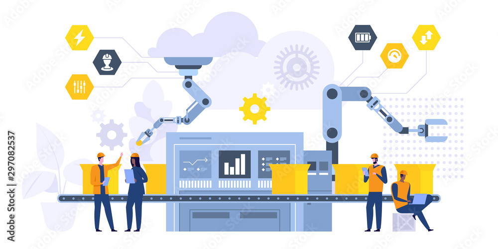 Production automation flat vector illustration Production automation flat vector illustration