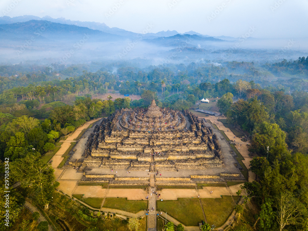 Worlds largest Buddhist temple Borobudur in Java Indonesia Stock Photo ...