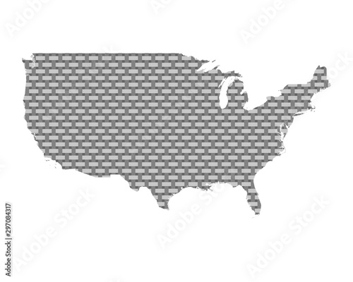 Karte der USA auf grobem Gewebe