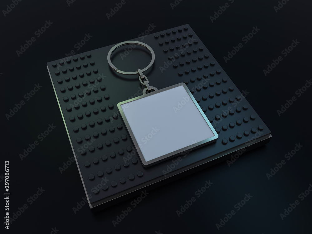 Luxury square keychain with space for text or logo. 3D Luxury square keychain with space for text or logo. 3D