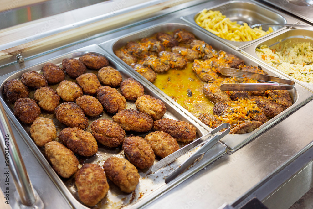 Food in a fast food restaurant. Food in a fast food restaurant.