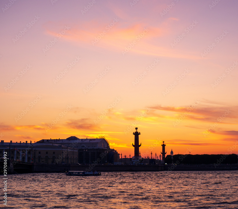 Vasilievsky island at sunset
