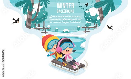 Children Playing Outside In Winter