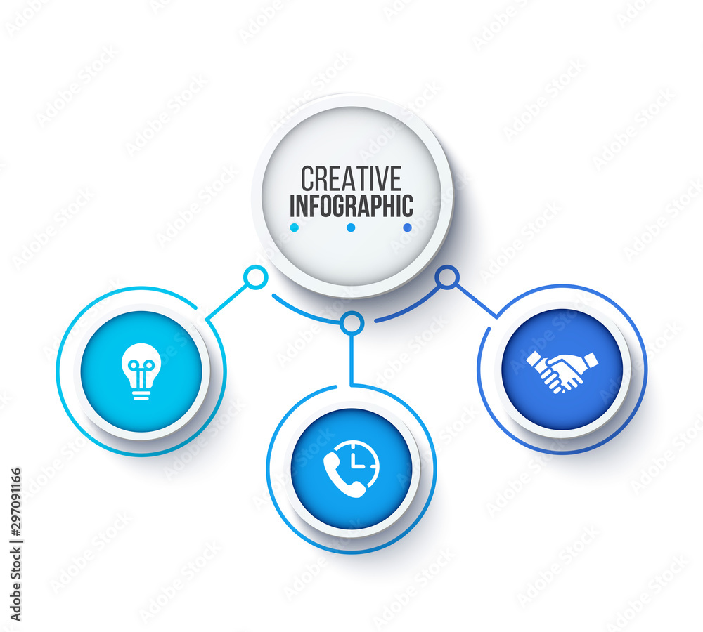 Creative concept for infographic. Business data visualization. Abstract elements diagram with 3 steps, options, parts or processes. Vector business template for presentation. Creative concept for infographic. Business data visualization. Abstract elements diagram with 3 steps, options, parts or processes. Vector business template for presentation.