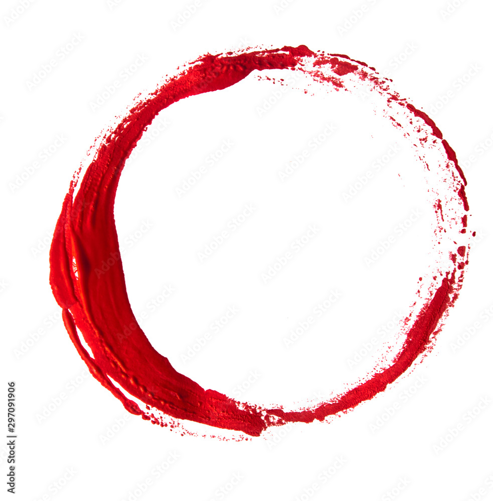 Round circle frame as a design element, made with a paint stroke