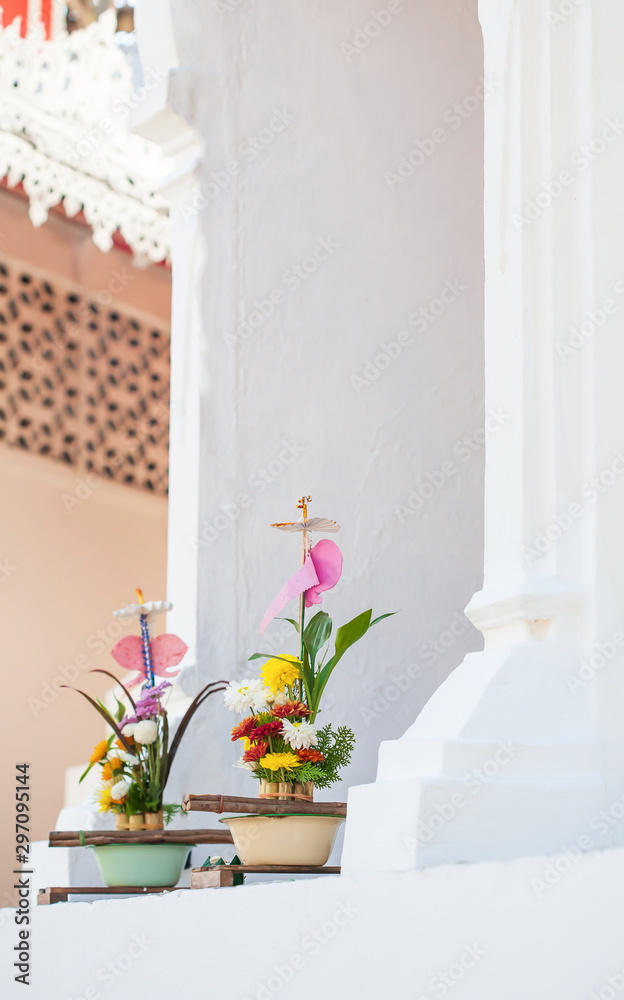 Fototapeta premium Traditional flowers offerings to buddha.