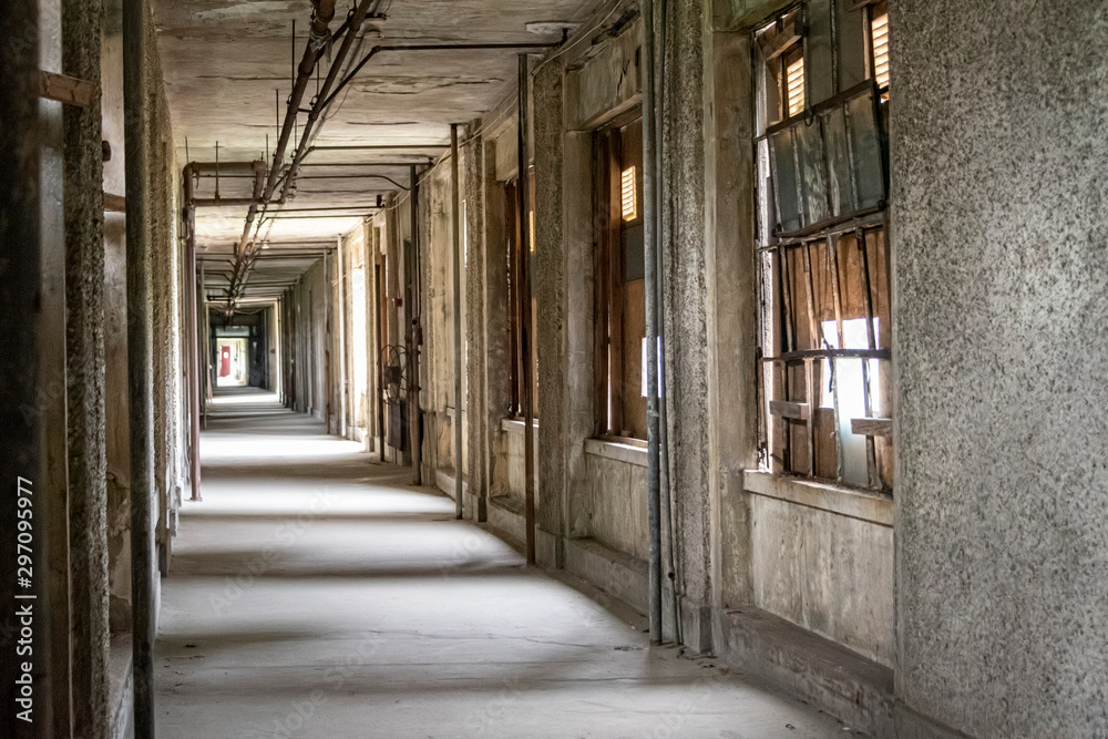 Corridor in abandoned hospital building