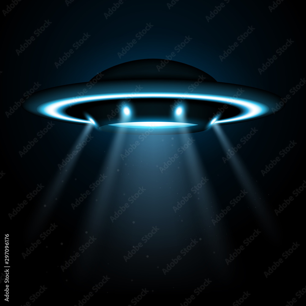 UFO alien flying spaceship with lights Stock Vector | Adobe Stock