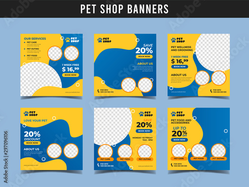 Pet shop square banner template. Promotional banner for social media post, web banner and flyer Vol.7